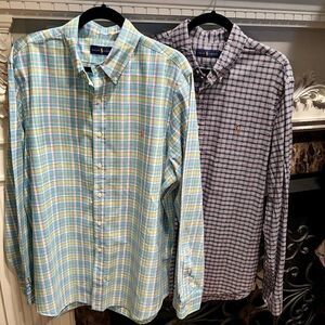 NWOT Lot of 2 Men's Ralph Lauren Button Down Plaid Oxford Shirts Size XL